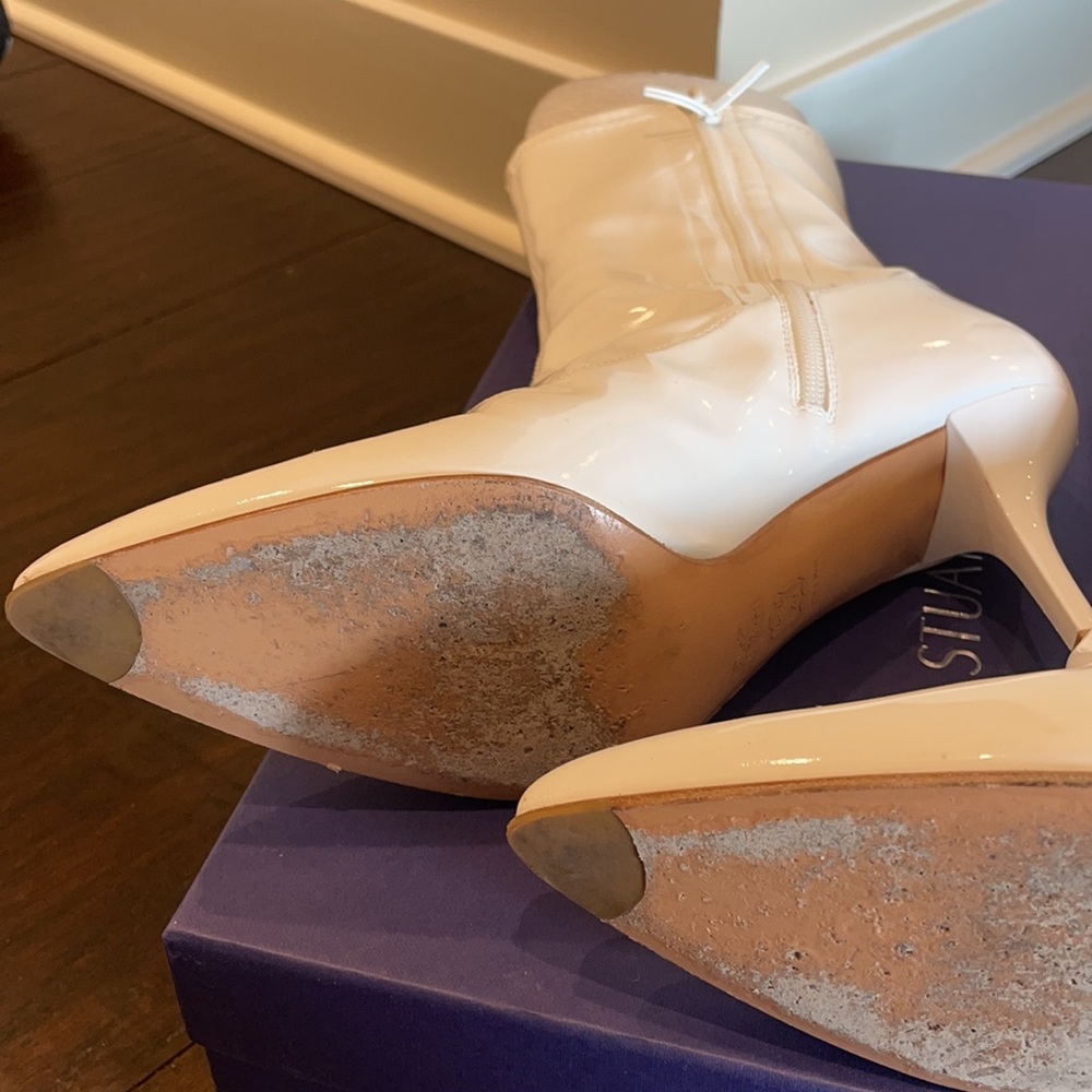 Worn once. Stuart Weitzman clingy boot in white. - Picture 8 of 10